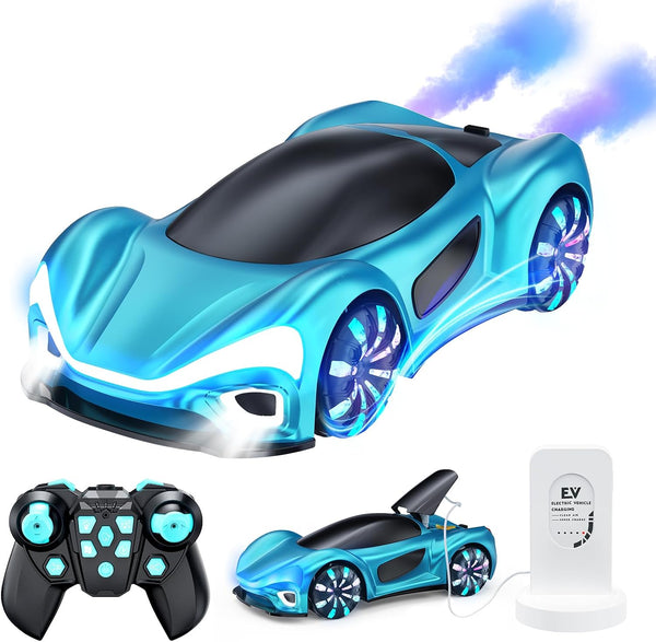 Remote Control Car, RC Car, Boys Toys, EV Sports Car with charger station, with sport light and water steam smoke