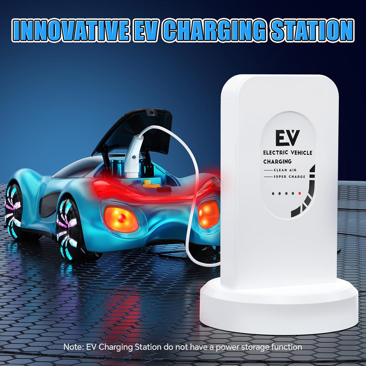Remote Control Car, RC Car, Boys Toys, EV Sports Car with charger station, with sport light and water steam smoke