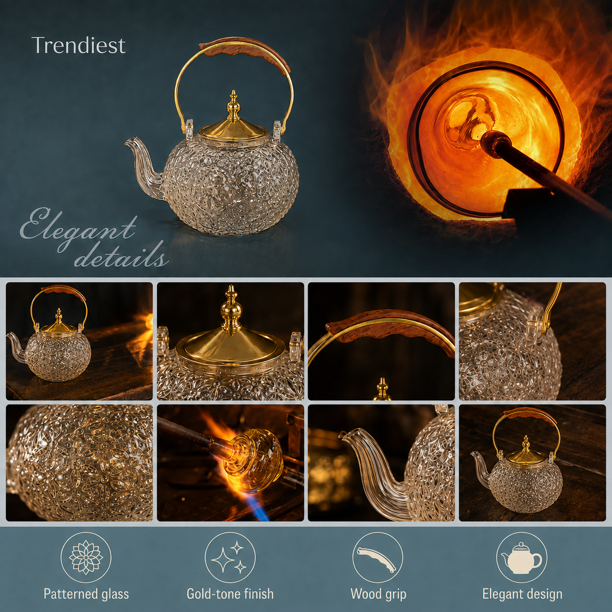 Glass Teapot with Removable Stainless Steel Infuser, herbal teapot