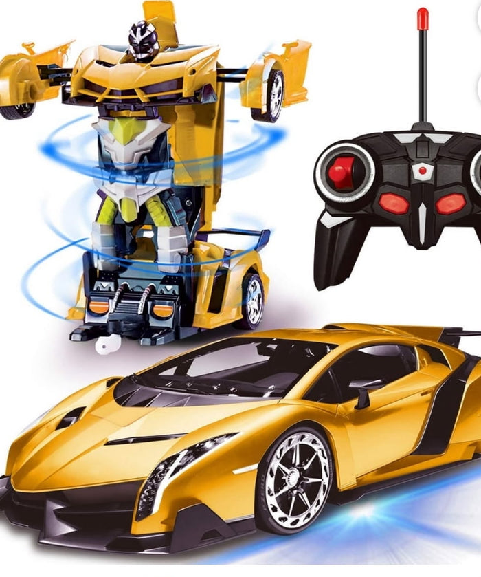 Trendiest Changeable Force Ares yellow RC transforming robot car with remote controller and stunt action features