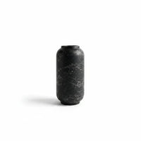 Trendiest decorative ceramic vase featuring a matte black finish with intricate white marble veining