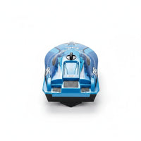 Trendiest blue high-speed remote control racing boat with aerodynamic design and number 96 graphics on white background