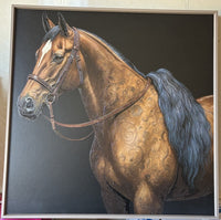 Trendiest brown horse wall art featuring 3D glazed micro-carving on napa-texture leather with a premium alloy frame.