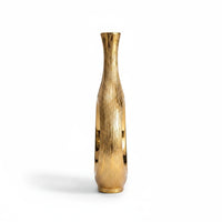 Trendiest brushed gold ceramic vase with a modern hollow circle design and textured finish for home decor