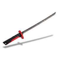 Trendiest LED light-up toy katana sword with a black and red handle and a sleek, glowing blade for cosplay.