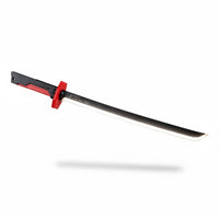Trendiest LED light-up toy katana sword with a sleek black and red handle, perfect for cosplay and costume play.