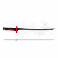 Trendiest LED light-up toy katana sword with a sleek black blade, ergonomic handle, and red accents for cosplay.