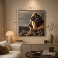 Trendiest Lion King 3D embossed TPU leather wall art in a modern living room with a premium aluminum frame.