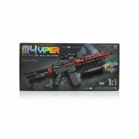 Trendiest M4 Viper electric gel ball blaster toy in black and red with light and smoke effects in its retail box