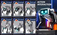 Trendiest programmable AI robot dog performing various interactive actions like sitting, pushups, and handstands.