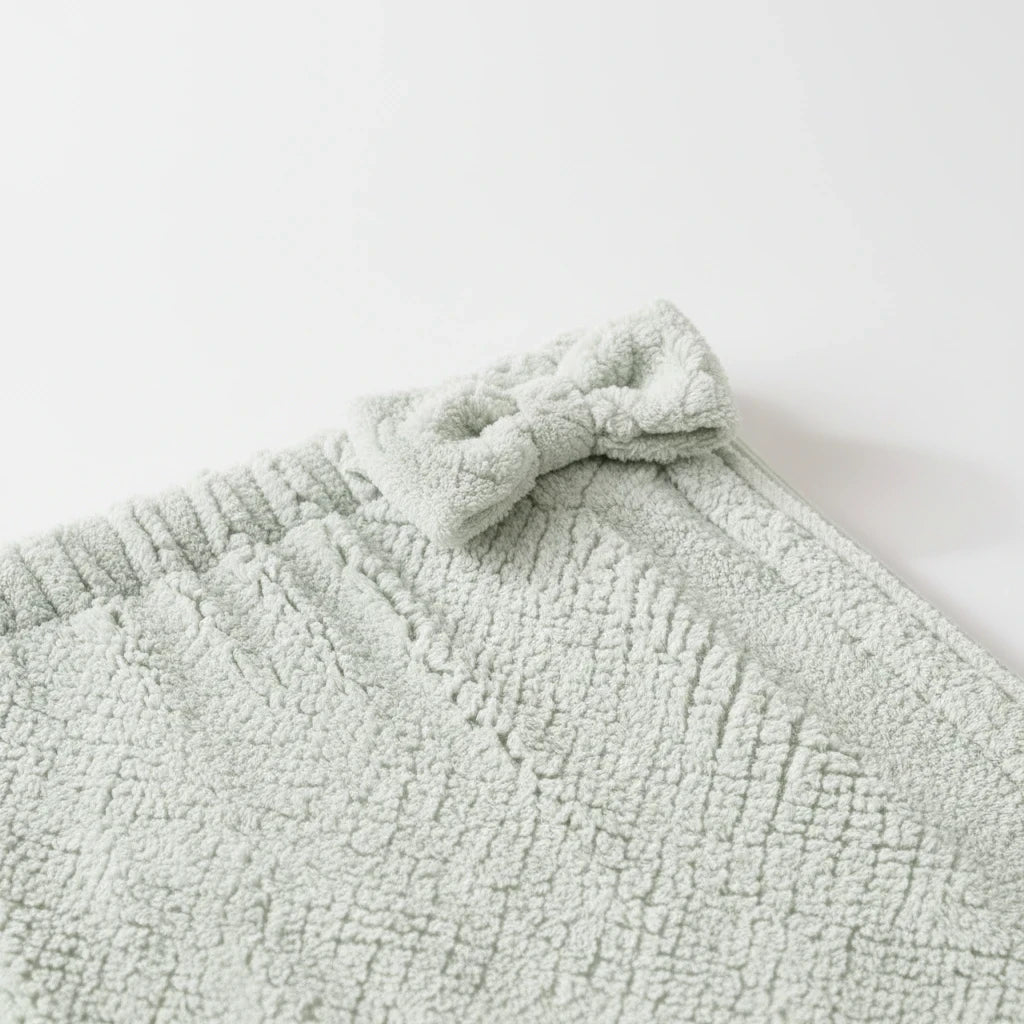 Trendiest sage green nanofiber and cotton bath skirt with a decorative bow detail and adjustable waistband