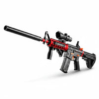 Trendiest target blaster practice toy featuring a black and red rifle design with an attached laser scope