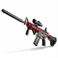 Trendiest target blaster toy with a black and red finish, featuring a tactical scope and long barrel for aim practice.